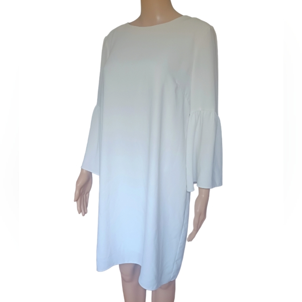 Amanda Uprichard Womens Cream White Shift Dress Long Trumpet Sleeves Medium